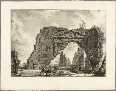 Katetun portikon tai kryptoportiuksen jäänteet Domitianuksen huvilassa, viisi mailia Rooman ulkopuolella Frascati-tien varrella Rooman näkymistä tekijältä Giovanni Battista Piranesi