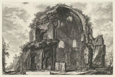 Tempel van Minerva Medica Roomassa Näkymä kahdeksankulmaisesta Minerva Medican temppelistä (otsikko esineessä) Gezichten op Rome (sarjan nimi) Näkymät Roomaan suunnitellut ja kaivertanut Giambattista Piranesi arkkitehti Ve (nez) iano (sarjan nimi) tekijältä Giovanni Battista Piranesi