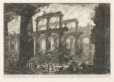 Neptunuksen temppeli Paestumissa Vue des restes de la Celle du temple de Neptune (otsikko esineessä) Erilaisia ​​näkymiä kolmen suuren rakennuksen jäännöksistä, jotka ovat edelleen pystyssä Paestumissa (sarjan nimi) Erilaisia ​​vues de quelques restes de t tekijältä Giovanni Battista Piranesi