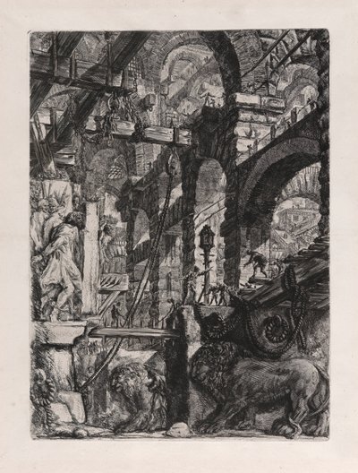 Leijonan bas-reliefit, levy 5, Carceri d tekijältä Giovanni Battista Piranesi