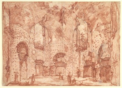 Kahdeksankulmainen huone Hadrianuksen huvilan pienissä kylpylöissä (Tivoli) tekijältä Giovanni Battista Piranesi