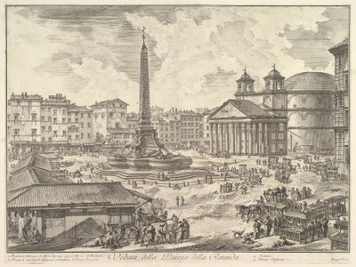 Piazza della Rotonda, Pantheon ja obeliski (Veduta della Piazza della Rotonda), teoksesta "Vedute di Roma" tekijältä Giovanni Battista Piranesi
