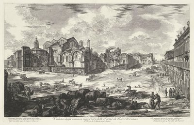 Thermen van Diocletianus te Rooma Näkymä Dioclazianon kylpylän ylemmistä jäännöksistä (otsikko esineessä) Gezichten op Rome (sarjan nimi) Näkymät Roomaan suunnitellut ja kaivertanut Giambattista Piranesi arkkitehti Ve (nez) iano (sarjan nimi) tekijältä Giovanni Battista Piranesi