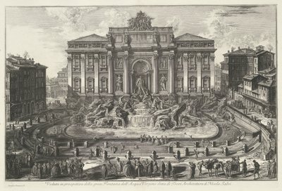 Trevifontein te Rooma Perspektiivinäkymä suureen Fontana dell