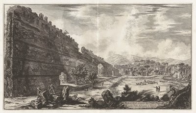Näkymä Hadrianuksen Praetorianin linnakkeen [Poecile] jäännöksille tekijältä Giovanni-Battista Piranesi