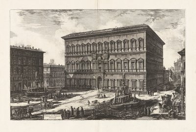 Näkymä Palazzo Farneselle (näkymä Palazzo Farneselle), Vedute di Romasta (näkymät Roomaan) tekijältä Giovanni-Battista Piranesi