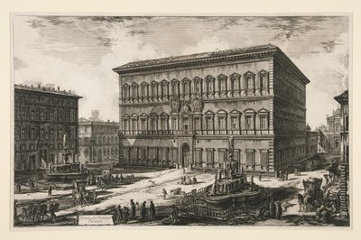 Näkymä Palazzo Farneselle (näkymä Palazzo Farneselle), Vedute di Romasta tekijältä Giovanni-Battista Piranesi