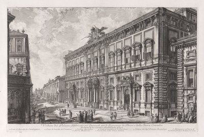 Näkymä Palazzolle, joka on rakennettu alushoususihteerin ja pyhään kirkolliskokouksen Quirinalille, Vedute di Romasta tekijältä Giovanni Battista Piranesi