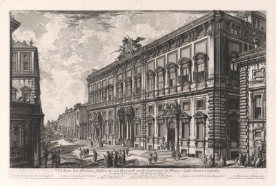 Näkymä Palazzolle, joka on rakennettu Quirinalille alushoususihteerille ja pyhille neuvostolle, Vedute di Romasta (näkymät Roomaan) tekijältä Giovanni-Battista Piranesi