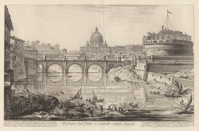 Näkymä sillalle ja Santin linnalle tekijältä Giovanni-Battista Piranesi