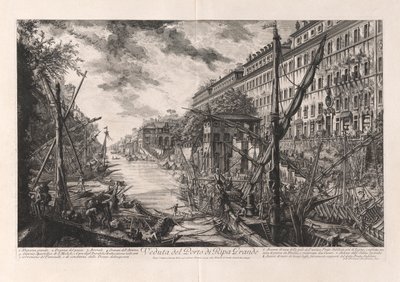 Näkymä Ripa Granden satamaan Vedute di Romasta (näkymät Roomaan) tekijältä Giovanni Battista Piranesi