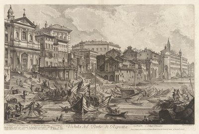 Veduta del Porto di Ripetta (näkymä Ripettan satamaan), Vedute di Romasta (näkymät Roomaan) tekijältä Giovanni-Battista Piranesi
