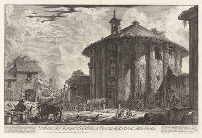 Näkymä Cybelen temppelistä Piazza della Bocca della Veritillä? (Näkymä Cybelen temppelille Bocca della Veritin aukiolla?), Vedute di Romasta (Rooman näkymät) tekijältä Giovanni-Battista Piranesi