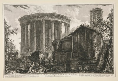 Näkymä Sibylin temppelille Tivolissa Vedute di Romasta tekijältä Giovanni Battista Piranesi