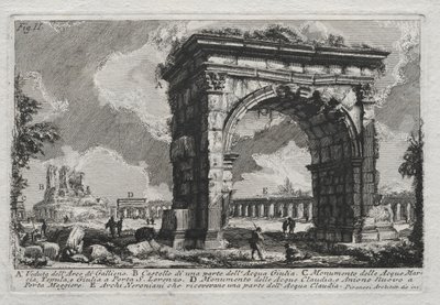 Näkymä Gallienuksen kaarelle tekijältä Giovanni Battista Piranesi