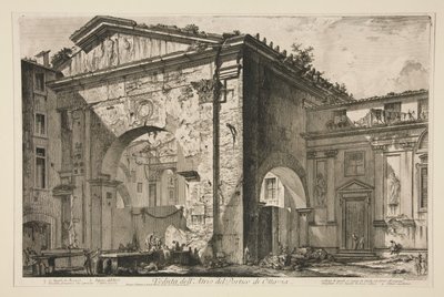 Näkymä Octavian portiikin atriumista, teoksesta Vedute di Roma tekijältä Giovanni Battista Piranesi