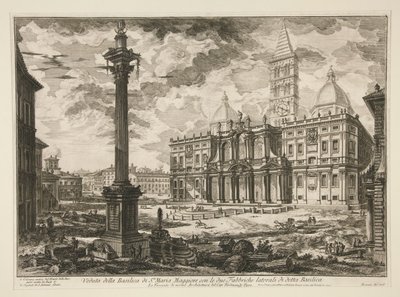 Näkymä Joulupukin basilikalle. Maria Maggiore ja mainitun basilikan kaksi sivutehdasta (näkymä S. Maria Maggioren basilikasta ja sen kahdesta viereisestä siivestä), Vedute di Romasta tekijältä Giovanni-Battista Piranesi