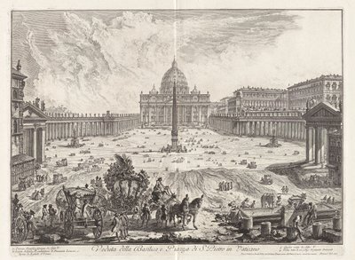 Näkymä basilikalle ja Pyhän Pietarin aukiolle tekijältä Giovanni-Battista Piranesi