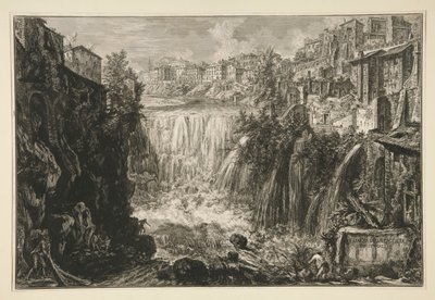 Näkymä Tivolin Grand Cascadelle Vedute di Romasta tekijältä Giovanni Battista Piranesi