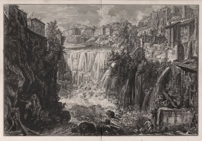 Veduta della Cascata di Tivoli (näkymä Tivolin vesiputoukselle), Vedute di Romasta (näkymät Roomaan) tekijältä Giovanni-Battista Piranesi