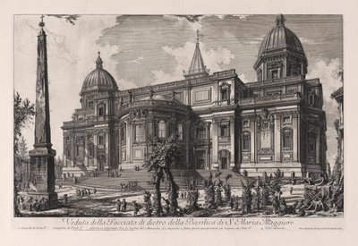 Näkymä Santa Maria Maggioren basilikan takapuolelta (näkymä Fa? Adelle Santa Maria Maggioren basilikan takana), Vedute di Romasta (näkymät Roomaan) tekijältä Giovanni-Battista Piranesi