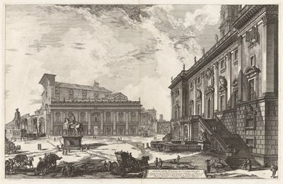 Näkymä Piazza del Campidoglio -aukiolle Vedute di Romalta (näkymät Roomaan) tekijältä Giovanni-Battista Piranesi