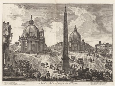 Näkymä Piazza del Popololle, Vedute di Romalta (näkymät Roomaan) tekijältä Giovanni Battista Piranesi
