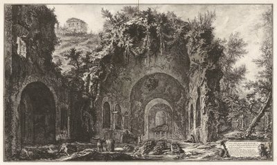 Näkymä lähteeseen ja Spelonche d tekijältä Giovanni-Battista Piranesi