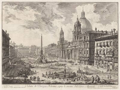 Näkymä Piazza Navonalle Circus Agonaliksen raunioiden yllä, sarjasta "Näkymiä Roomasta" tekijältä Giovanni Battista Piranesi