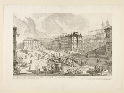 Näkymä Piazza di Spagnalle Rooman näkymistä tekijältä Giovanni Battista Piranesi