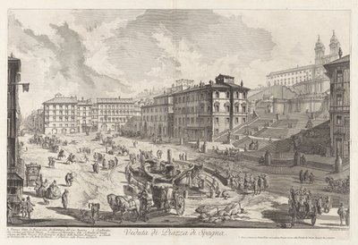 Näkymä Piazza di Spagnalle, Vedute di Romalta (näkymät Roomaan) tekijältä Giovanni-Battista Piranesi