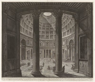 Pantheonin sisänäkymä..., sarjasta "Rooman näkymiä" tekijältä Giovanni Battista Piranesi