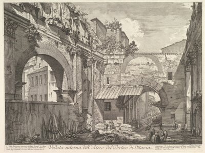 Näkymä Portico di Ottavian atriumista sisäpuolelta Portin atriumin sisäkuva ..., 1760. tekijältä Giovanni Battista Piranesi