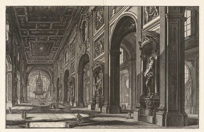 Sisäkuva San Giovanni Lateranon basilikasta Vedute di Romasta (näkymät Roomaan) tekijältä Giovanni-Battista Piranesi