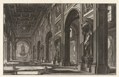 San Giovanni in Laterano -basilikan sisänäkymä sarjasta "Näkymiä Roomasta" tekijältä Giovanni Battista Piranesi