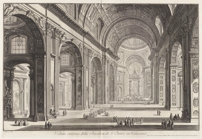Sisäkuva Pyhän Pietarin basilikasta tekijältä Giovanni-Battista Piranesi