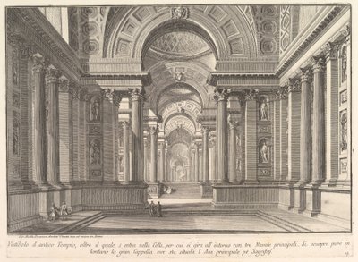 Muinaisen temppelin eteishalli... teoksesta "Prima Parte di Architettura, e Prospettive" tekijältä Giovanni Battista Piranesi