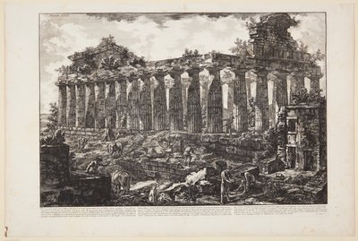 Näkymä toisesta Paestumin kaupungissa sijaitsevasta temppelistä, jonka yleisesti uskotaan olleen omistettu Junolle [...] tekijältä Giovanni Battista Piranesi