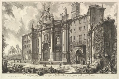 Näkymä S. Crocen basilikan julkisivusta Gerusalemmessa [Pyhä Risti Jeruksessa..., n. 1750. tekijältä Giovanni Battista Piranesi