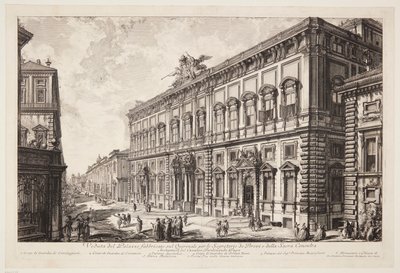 Näkymä Quirinal-kukkulalla sijaitsevaan Palazzo della Consultaan, jossa toimii paavillinen sihteeristö tekijältä Giovanni Battista Piranesi