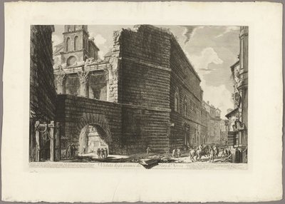 Näkymä Forum of Nervan raunioihin Rooman näkymistä tekijältä Giovanni Battista Piranesi
