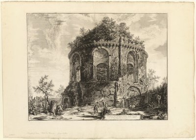 Näkymä ns. Tempio della Tosselle (yskän temppeli) Via Tiburtina -kadulla, kilometrin päässä Tivolista, Rooman näkymistä tekijältä Giovanni Battista Piranesi