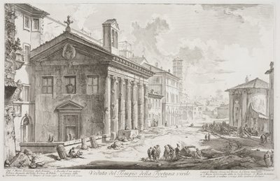 Näkymä Fortuna Viriliksen temppelistä, nykyisestä S. Maria Egiziacan armenialaisesta kirkosta, n. 1760-78 (etsaus) tekijältä Giovanni Battista Piranesi