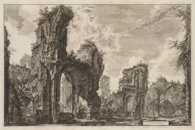 Näkymät Roomaan: Siston rauniot tai molemmat Antoninian kylpylän suuresta salista tekijältä Giovanni Battista Piranesi
