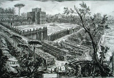 Villa Pamphili, teoksesta "Opere Varie di Architettura, Prospettive, Grotteschi, Antichita", julkaistu 1743 (kaiverrus) tekijältä Giovanni Battista Piranesi