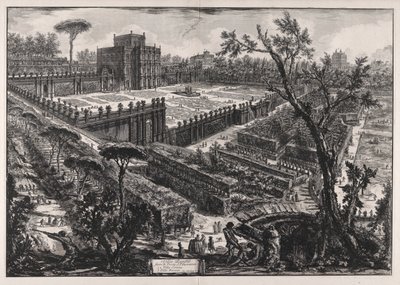 Villa Panfili Porta San Pancrazion ulkopuolella (Villa Pamphilj Porta San Pancrazion ulkopuolella), Vedute di Romasta (näkymät Roomaan) tekijältä Giovanni Battista Piranesi