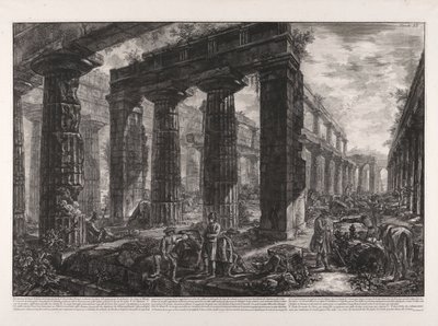 Taulussa X kuvatun Neptunuksen temppelin sisäkuva tekijältä Giovanni Battista Piranesi