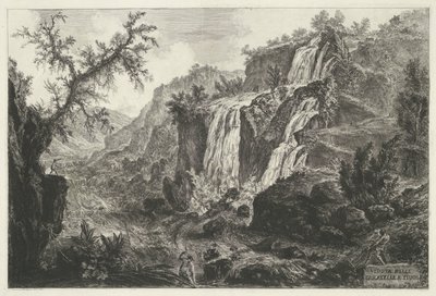 Watervallen te Tivolissa Näkymä Cascatellesta Tivolissa (otsikko esineessä) Gezichten op Rome (sarjan nimi) Näkymät Roomaan suunnitellut ja kaivertanut Giambattista Piranesi arkkitehti Ve (nez) iano (sarjan nimi) tekijältä Giovanni Battista Piranesi