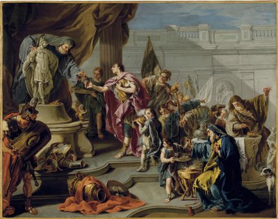 Scipion afrikkalainen (Publius Cornelius Scipio Africanus) (235-183 eKr.) osoittaa kunnioitusta Mars-jumalalle (Scipio kunnioittaa Marsia) - Giovan Battista Pittonin (1687-1767) maalaus, öljy kankaalle (71,7x91,1 cm) - Yksityinen kokoelma tekijältä Giovanni Battista Pittoni