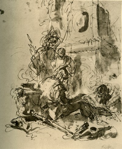 Istuva sotilas, 1700-luvun puoliväli, 1928 tekijältä Giovanni Battista Tiepolo